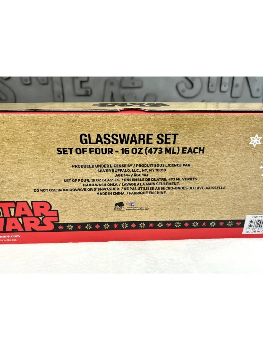 Disney Star Wars 16 oz Christmas glasswear set of 4